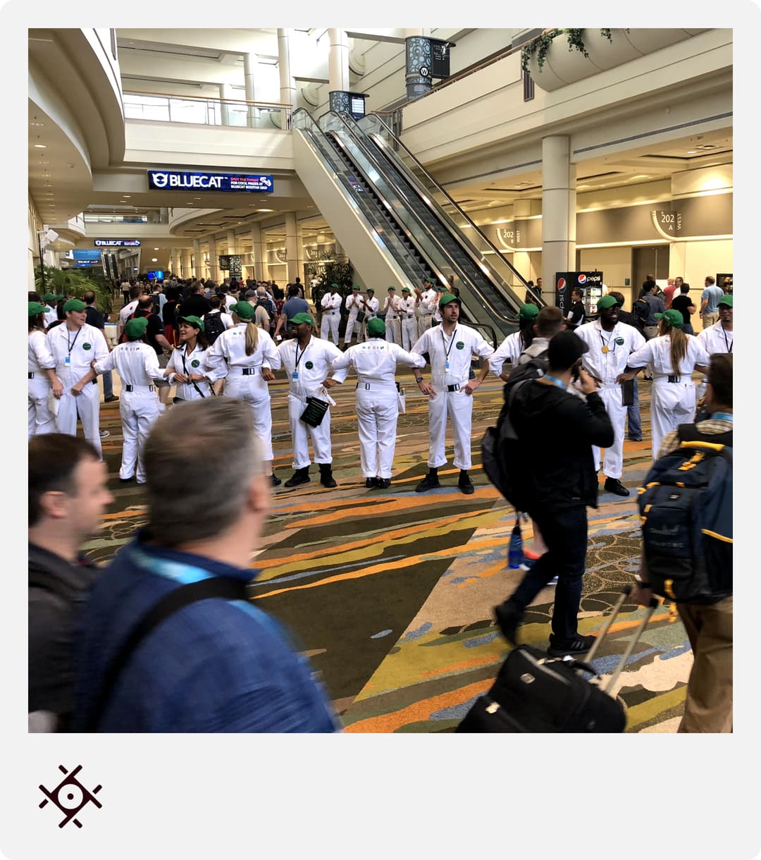 Polaroid-style photo of the Dreamforce event team
