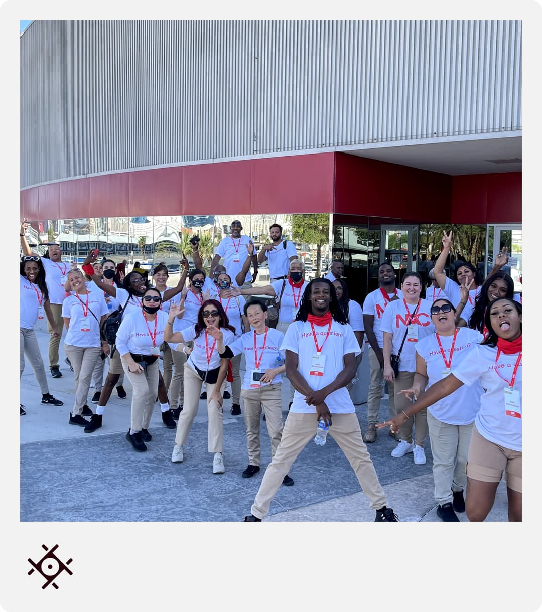 Polaroid-style photo of the Dreamforce event team
